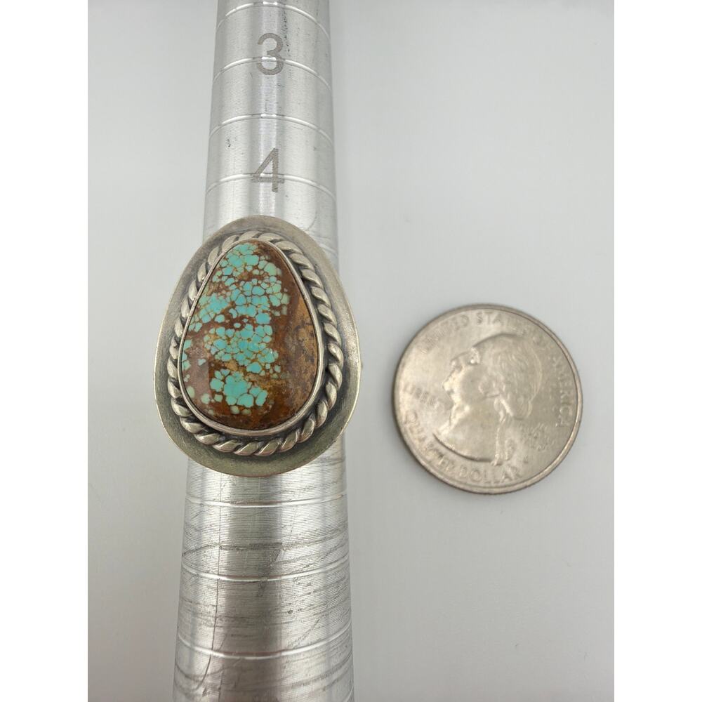 Handcrafted American Turquoise Raegan Hough 925 Sterling Silver Ring Size 5.5 - Picture 2 of 7